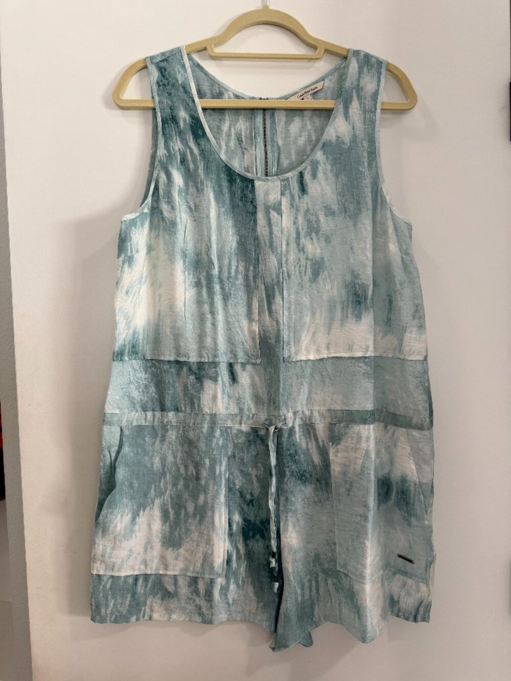 Calvin Klein Mint Green & White Tye Dye Romper - Large